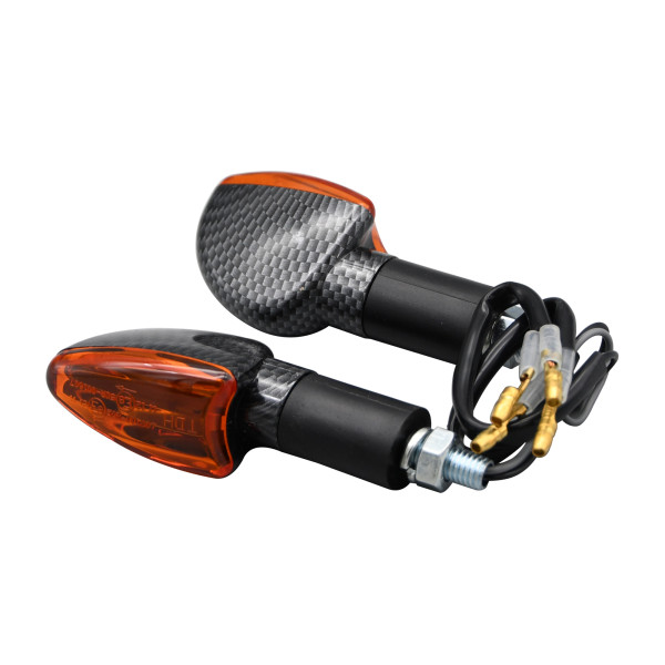 Bike It Bike it long stem mini spear indicators with carbon look body and amber lens